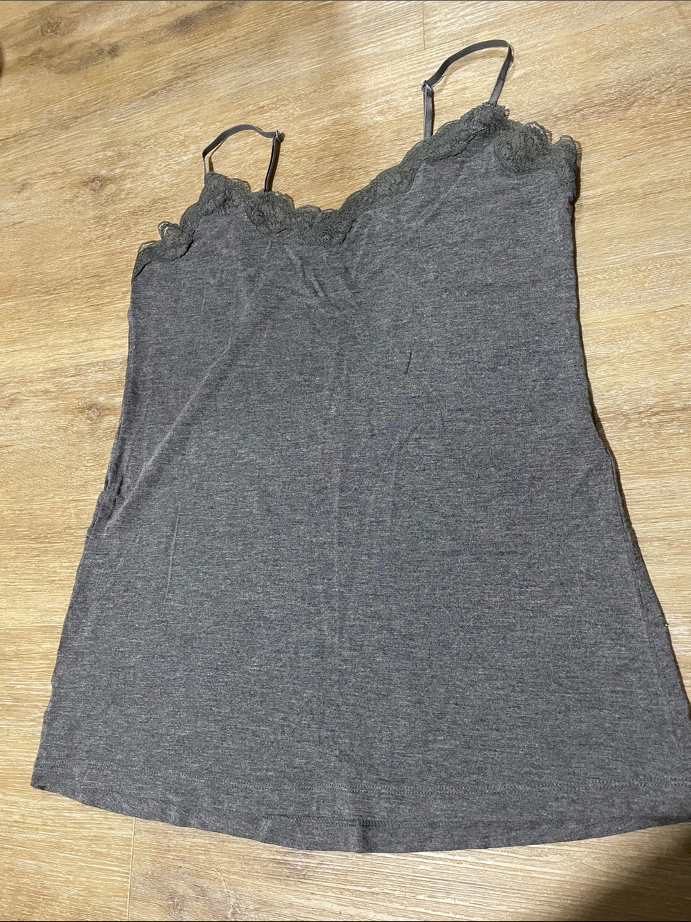 LOFT Charcoal Lace-Trim V-Neck Cami
